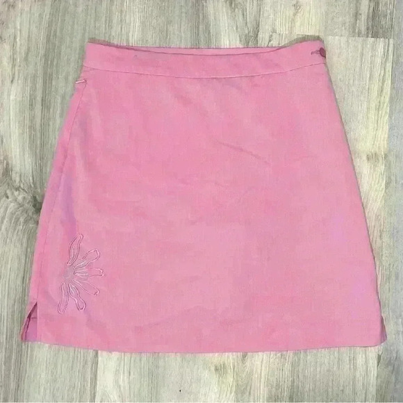 Monterey Club Women’s Golf Athletic Skort Pink Embroidered Flower Zip Size 8 - Picture 1 of 9